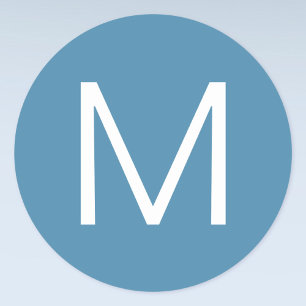 Blaue und weiße moderne minimalistische Buchstaben Runder Aufkleber