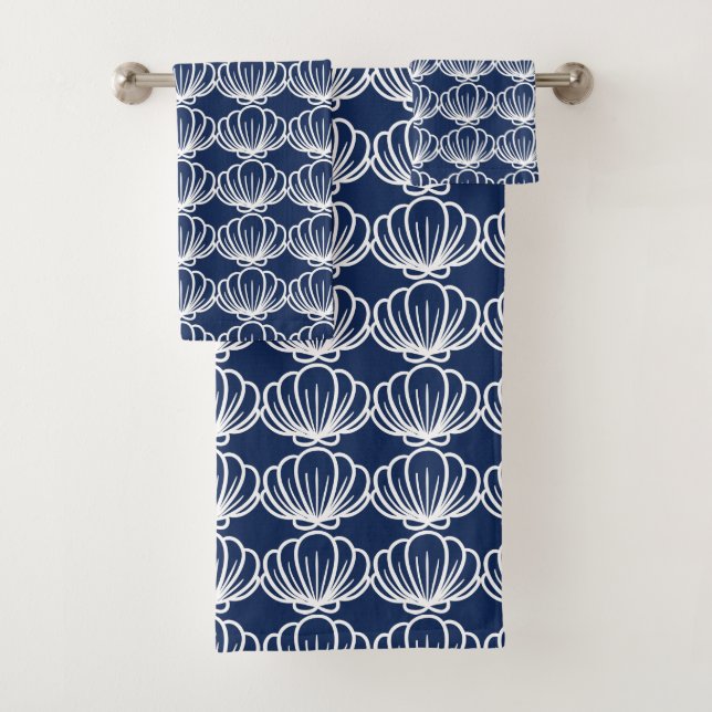 Blaue und weiße Muschel Badhandtuch Set (Insitu)