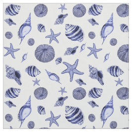 Blaue und weiße Muscheln Stoff