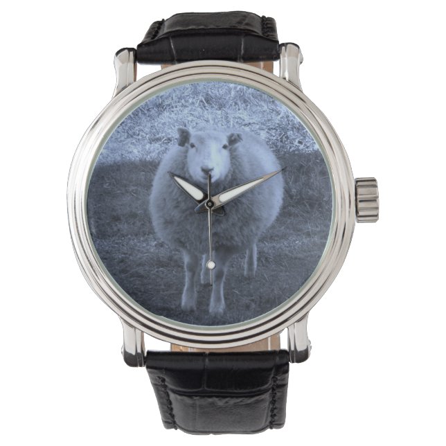 Blaue und weiße Mutterschafe. Armbanduhr (Vorderseite)