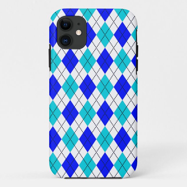 Blaue und weiße Nahtlose Raute Case-Mate iPhone Hülle (Rückseite)
