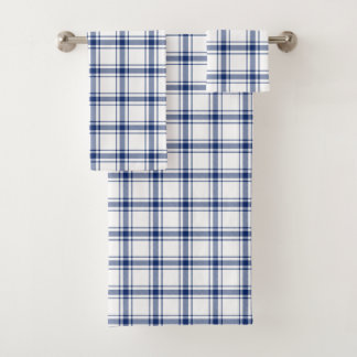 Blaue und weiße Nautikplaid Badhandtuch Set