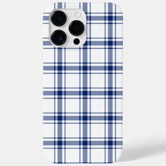 Blaue und weiße Nautikplaid Case-Mate iPhone 14 Pro Max Hülle (Rückseite)