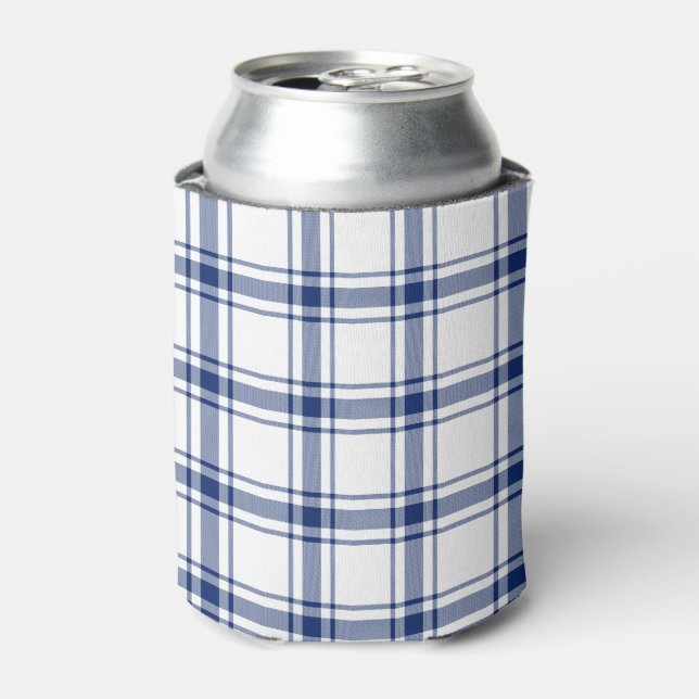 Blaue und weiße Nautikplaid Dosenkühler (Kanne Vorderseite)