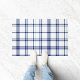 Blaue und weiße Nautikplaid Fußmatte