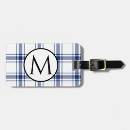Blaue und weiße Nautikplaid Gepäckanhänger