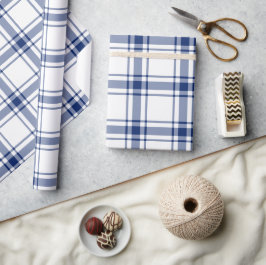 Blaue und weiße Nautikplaid Geschenkpapier