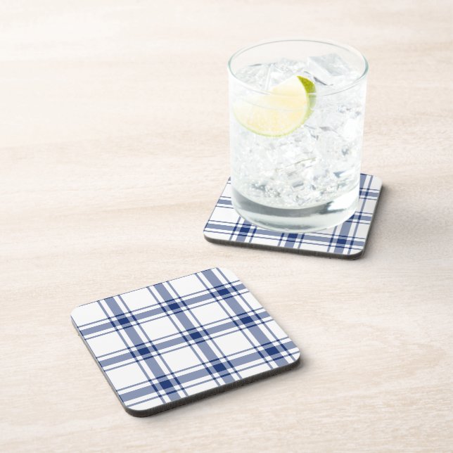 Blaue und weiße Nautikplaid Getränkeuntersetzer (Rechte Seite)