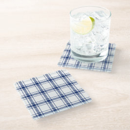 Blaue und weiße Nautikplaid Glasuntersetzer