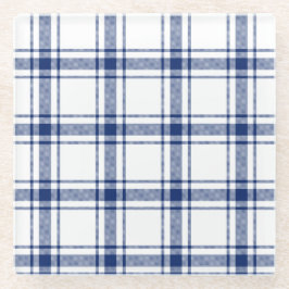 Blaue und weiße Nautikplaid Glasuntersetzer