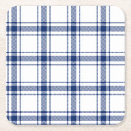Blaue und weiße Nautikplaid Rechteckiger Pappuntersetzer
