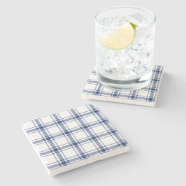 Blaue und weiße Nautikplaid Steinuntersetzer