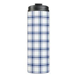 Blaue und weiße Nautikplaid Thermosbecher
