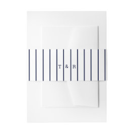 Blaue und weiße Nautische Streifen| Monogramm Einladungsbanderole