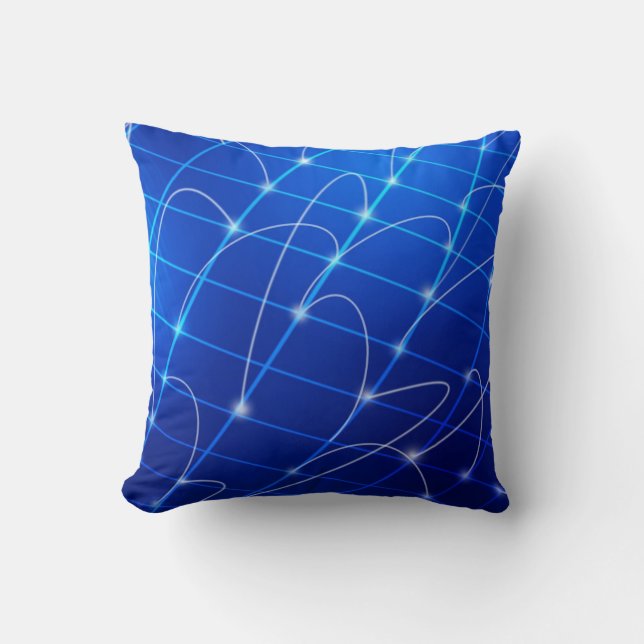 Blaue und weiße Netzwerkverbindungen Kissen (Vorderseite)