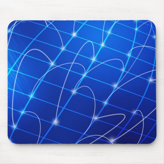 Blaue und weiße Netzwerkverbindungen Mousepad (Vorne)