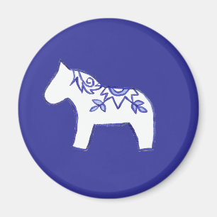 Blaue und weiße Pferde Magnet