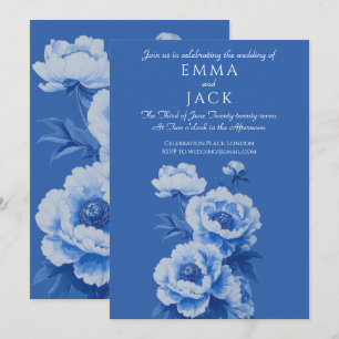 Blaue und weiße Pfingstrosen schöne Hochzeitseinla Einladung