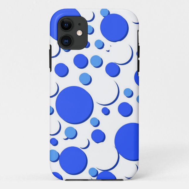 Blaue und weiße Polka-Punkte Case-Mate iPhone Hülle (Rückseite)