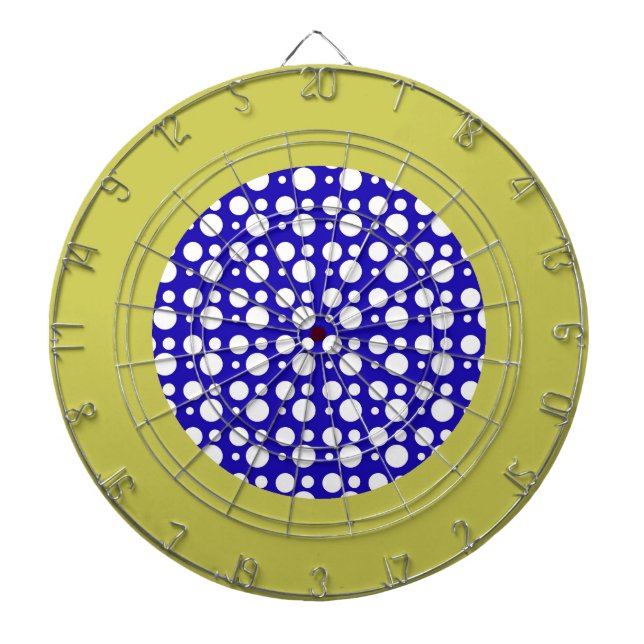 blaue und weiße Polka-Punkte Dartscheibe (vorne)