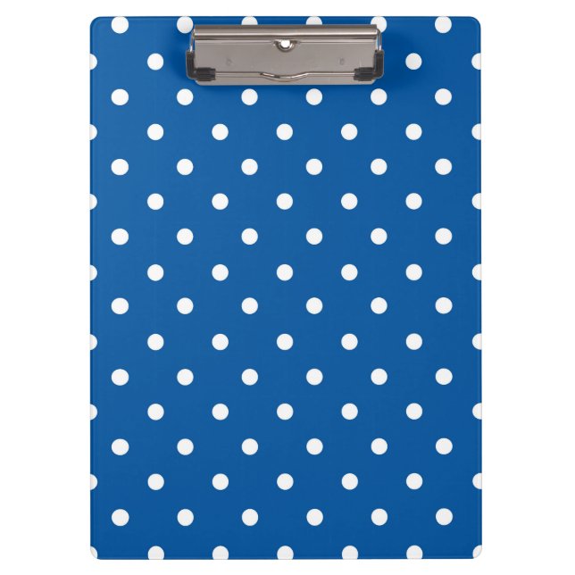 Blaue und weiße Polka-Punkte Klemmbrett (Vorderseite)