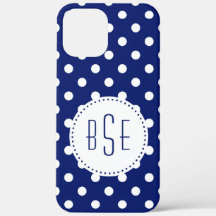 Blaue und weiße Polka-Punkte mit Monogramm Case-Mate iPhone Hülle