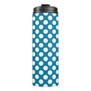 Blaue und weiße Polka-Punkte Thermosbecher
