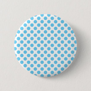 Blaue und weiße Polka-Punktmuster Button