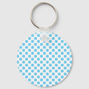 Blaue und weiße Polka-Punktmuster Schlüsselanhänger