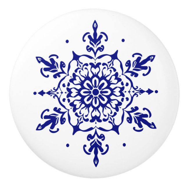 Blaue und weiße portugiesische Azulejo Style Keram Keramikknauf (Vorderseite)