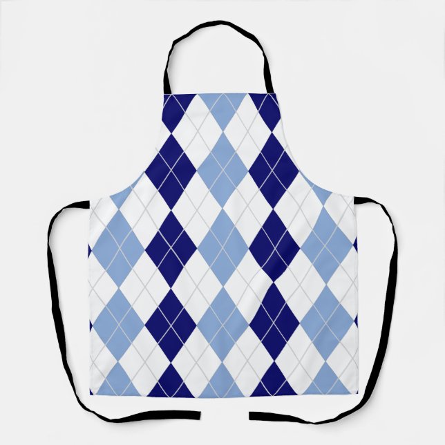Blaue und weiße Raute Allover Schürze (Vorderseite)