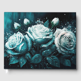Blaue und weiße Rosen Gästebuch