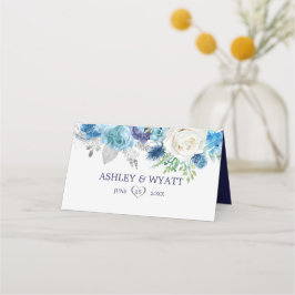 Blaue und weiße Rosen Platzkarte