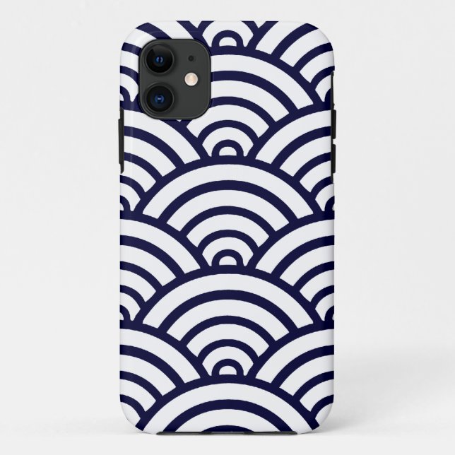 Blaue und weiße Scallop-Muster Case-Mate iPhone Hülle (Rückseite)