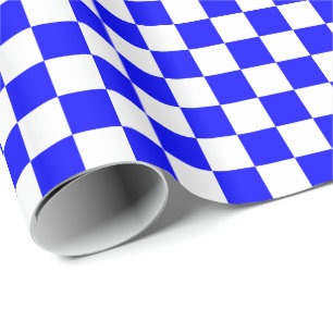 Blaue und weiße Schachbrettquadrate Geschenkpapier