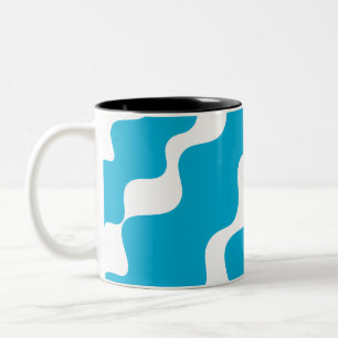 Blaue und weiße Schleuderwellen Zweifarbige Tasse