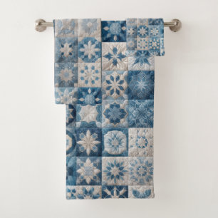 Blaue und weiße Schneeflocke Badhandtuch Set