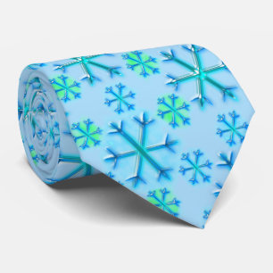 Blaue und weiße Schneeflocke Hexagon-Muster Krawatte