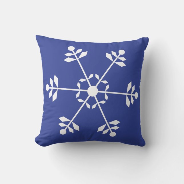 Blaue und weiße Schneeflocke #HolidayZ Kissen (Vorderseite)