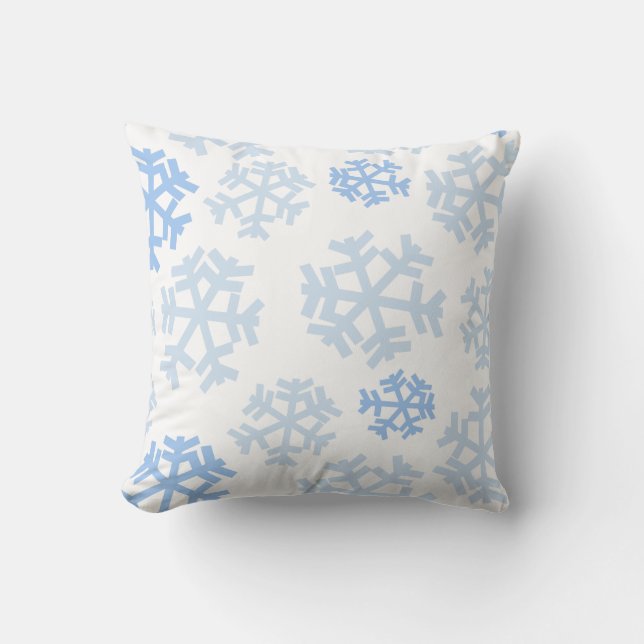 Blaue und weiße Schneeflocke Kissen (Vorderseite)