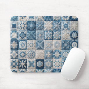 Blaue und weiße Schneeflocke Mousepad