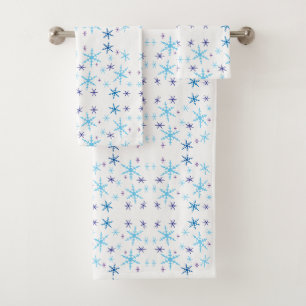 Blaue und weiße Schneeflocke-Muster-Bad-Tücher Badhandtuch Set
