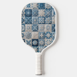 Blaue und weiße Schneeflocke Pickleball Schläger