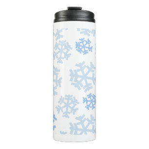 Blaue und weiße Schneeflocke Thermosbecher