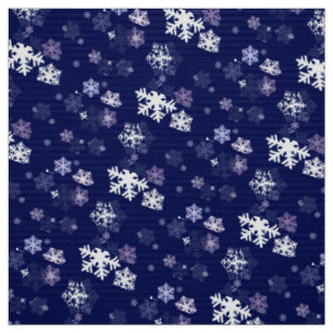 Blaue und weiße Schneeflocken auf dunkelblauem Bod Stoff