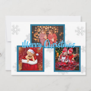 Blaue und weiße Schneeflocken Familienfeste Fotos  Einladung