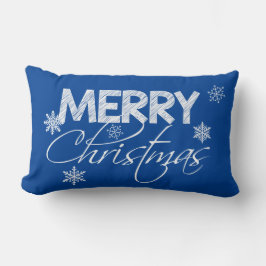 Blaue und weiße Schneeflocken | Frohe Weihnachten Lendenkissen