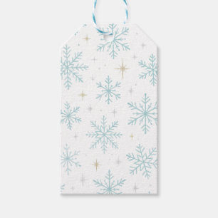 Blaue und weiße Schneeflocken-Glanz-Geschenkanhäng Geschenkanhänger