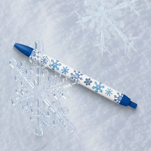 Blaue und weiße Schneeflocken Kugelschreiber