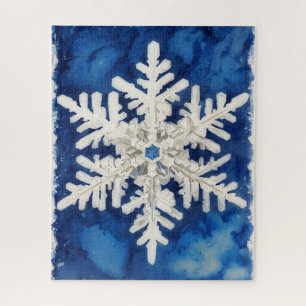 Blaue und weiße Schneeflocken Kunst Winterurlaub P